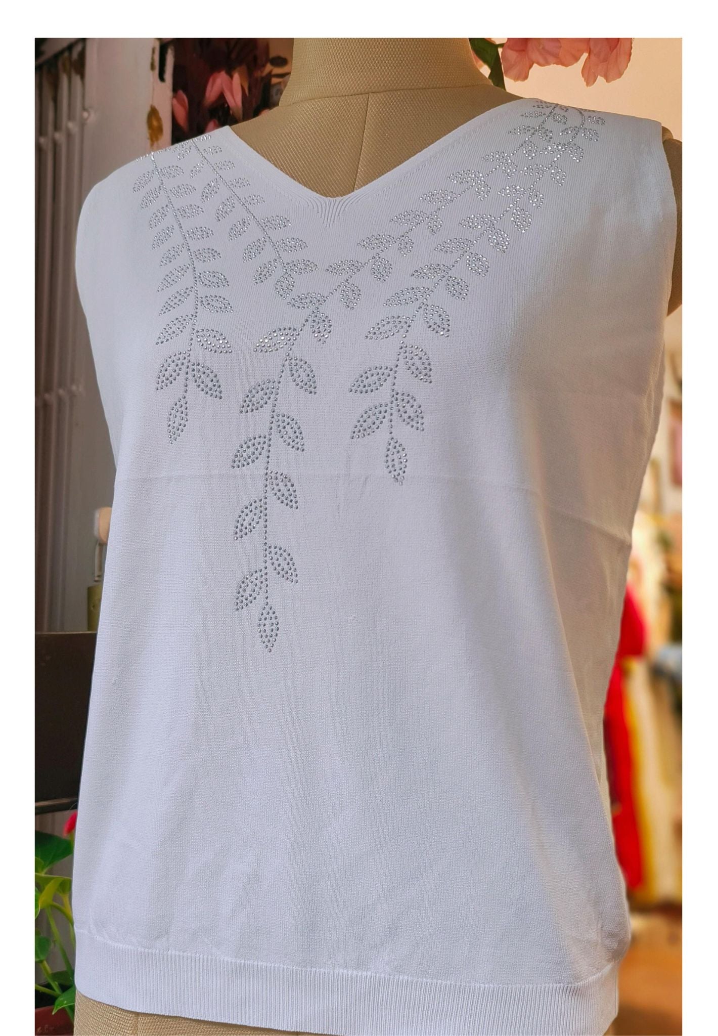 Imported Stretchable stone work sleeveless Top