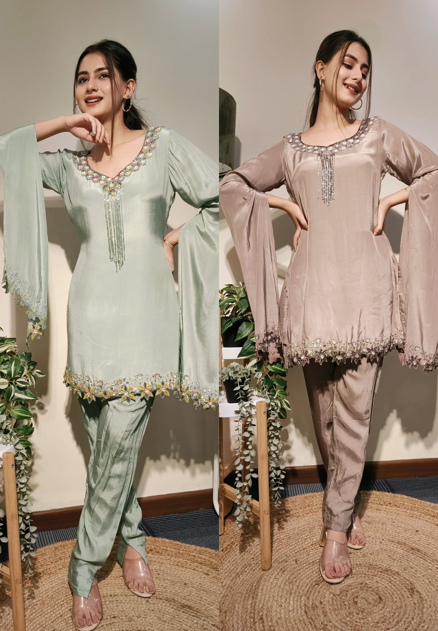 Pastel Shade Beautiful Embroidered Top with PantDrywashonly-04462