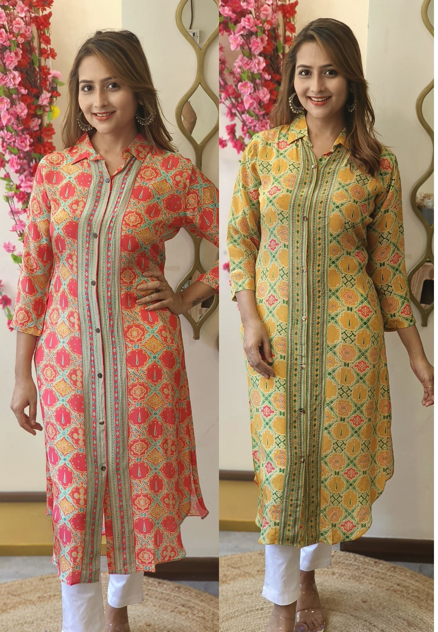 Beautiful crape collor neck Aline only kurta-04580