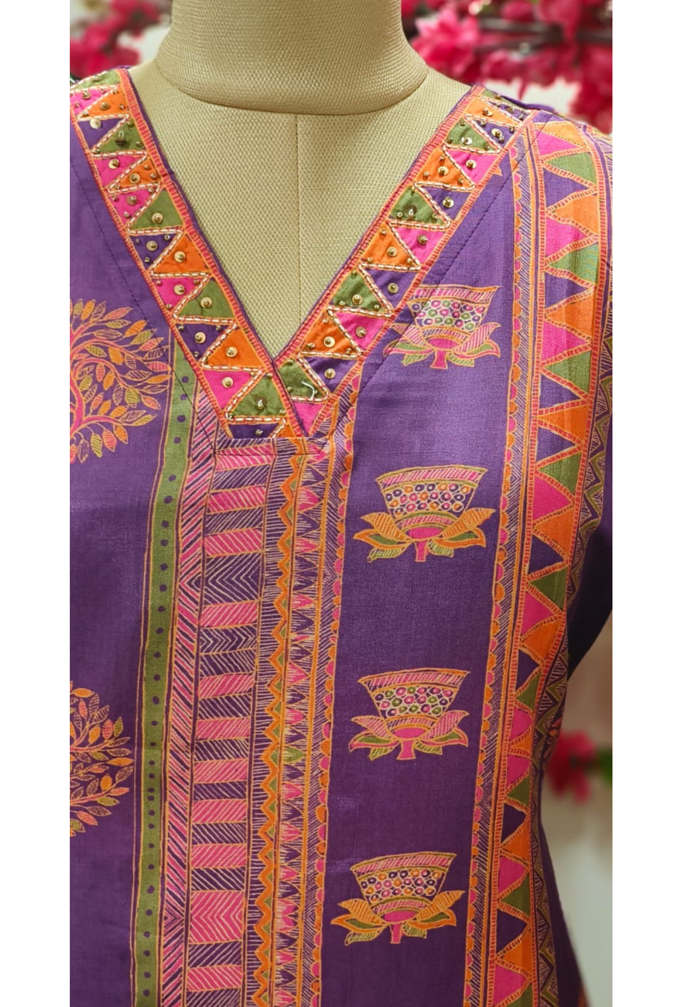 Printed muslin  V neck only kurti-05980-79