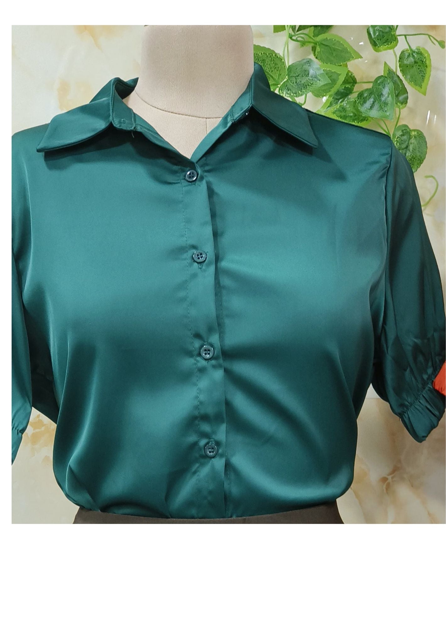 Solid Shade Imported Satin Crop Collar Shirt