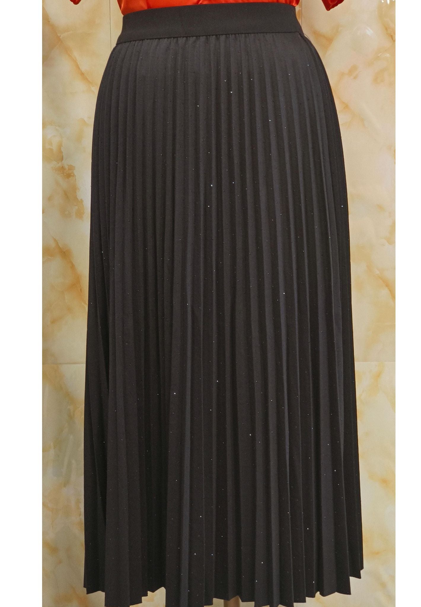 Pleated Midi Skirt with Glitter