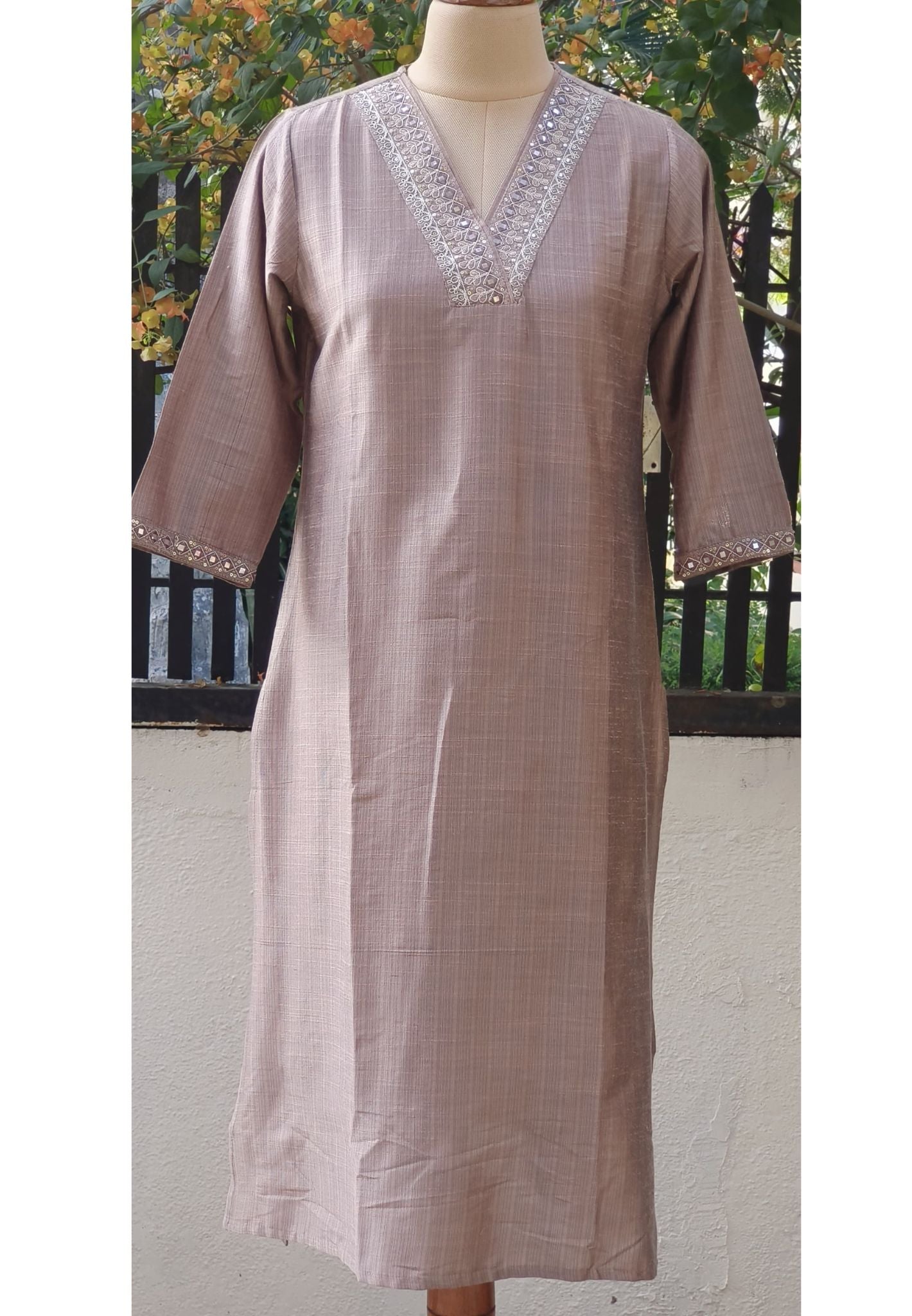 V Neck Embroidered Only Kurti