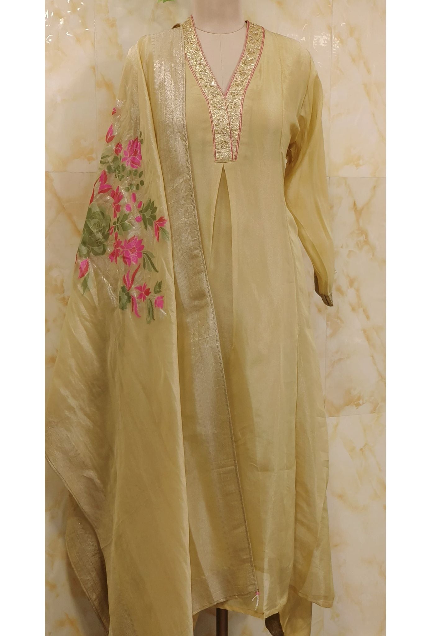 Beautiful Tissue Silk Anarkali Full Set-07981