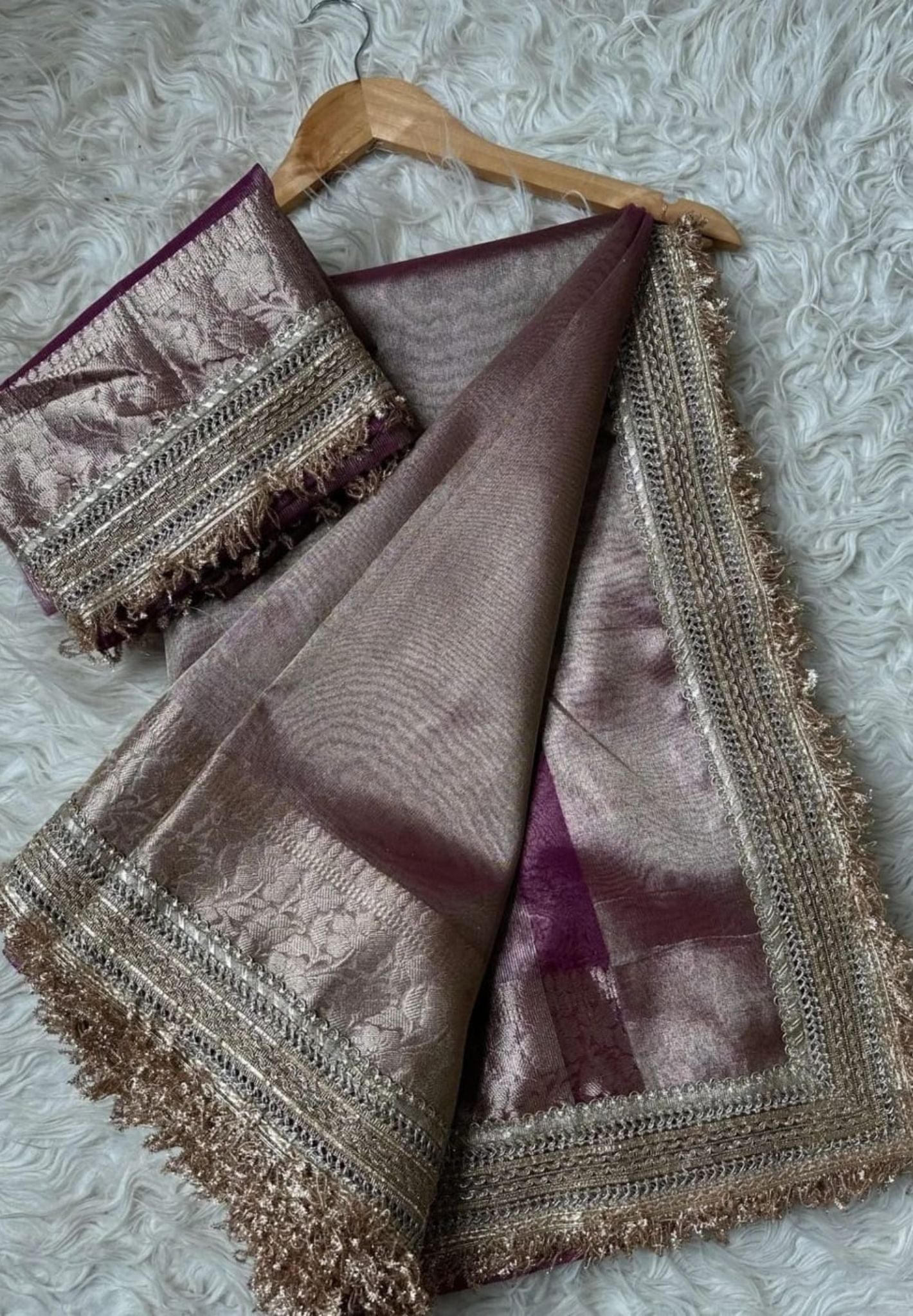 Semi Tissue Banarasi  Silk Saree  Unstitched Blouse(Dispatching After 10 Days)