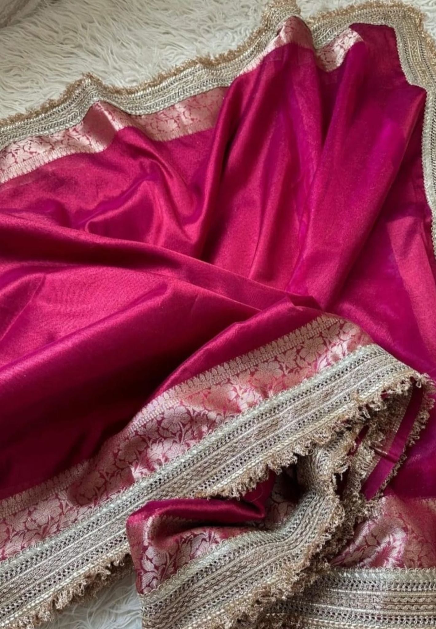 Semi Tissue Banarasi  Silk Saree  Unstitched Blouse(Dispatching After 10 Days)