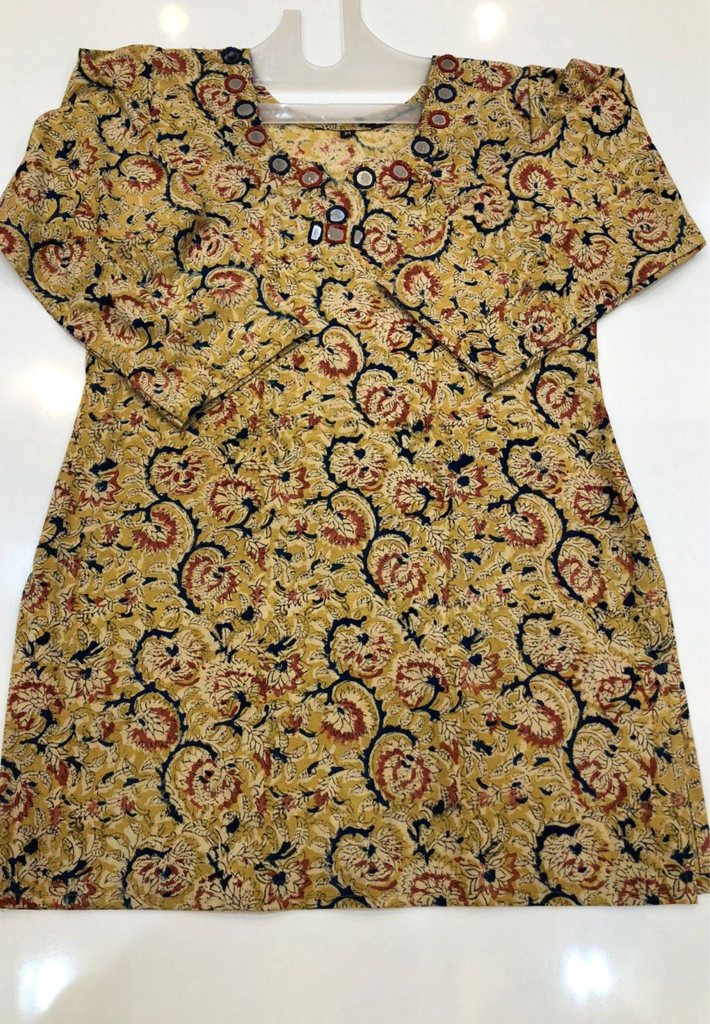 Real Mirror Cotton Kalamkari Printed Short Kurta-08108