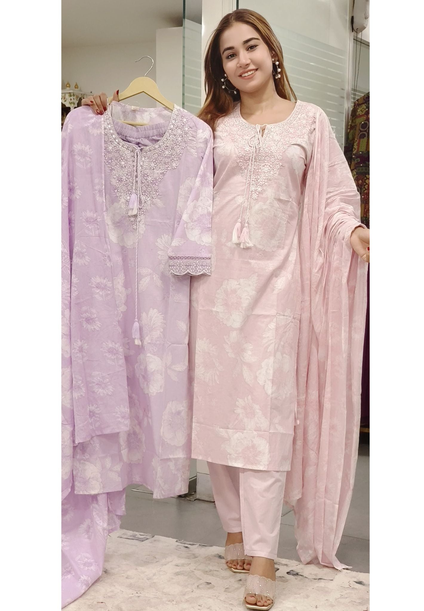 Beautiful Cotton Embroidery Full Set-08187-88