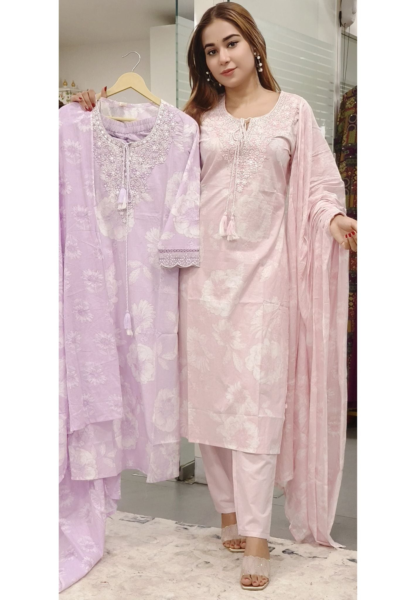 Beautiful Cotton Embroidery Full Set-08187-88