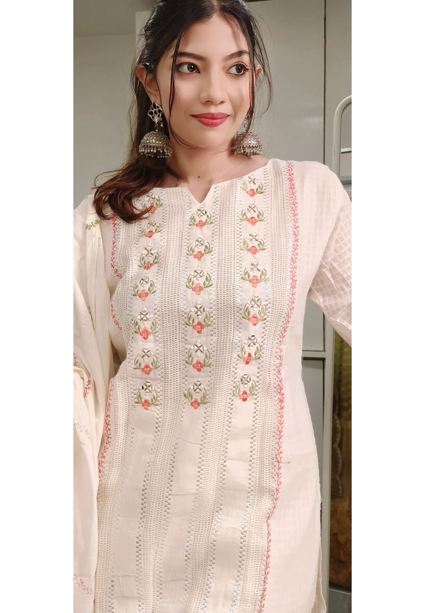 Beautiful Pure Cotton Embroidery Full Set-