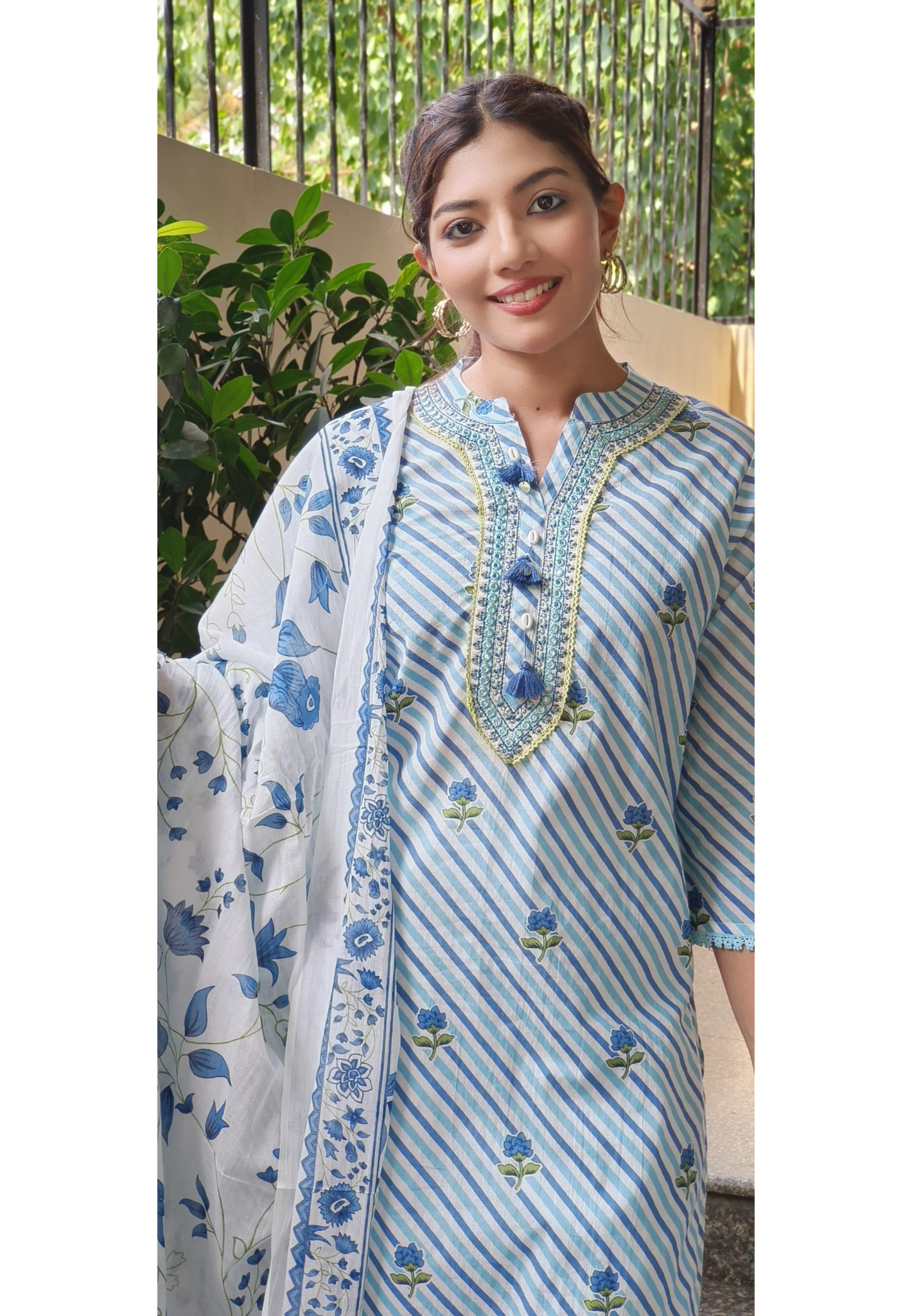 Floral Summer Wear Full Kurta Pant Set- 09563