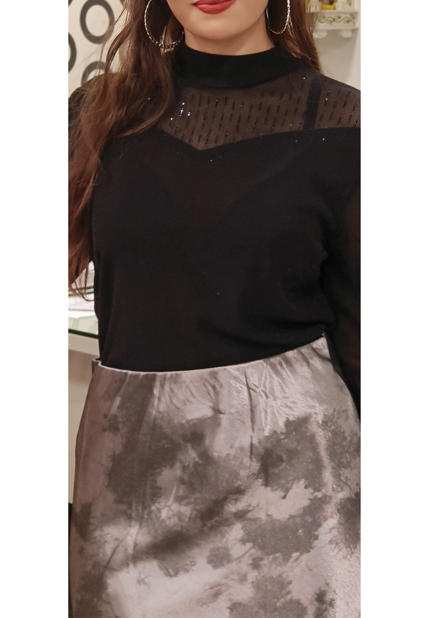 Imported Black Beads Western Top