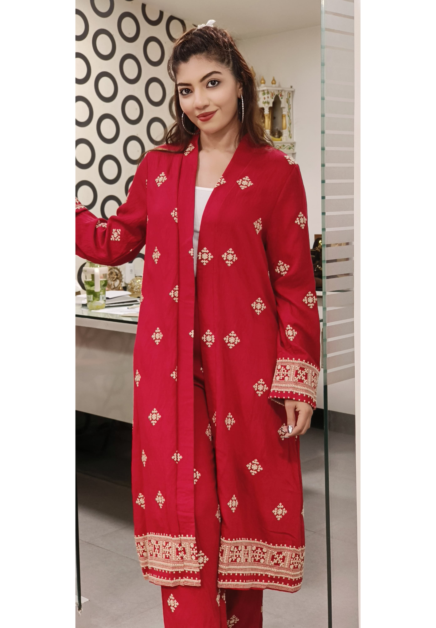 Embroidered Very stylish Shrug With Pants