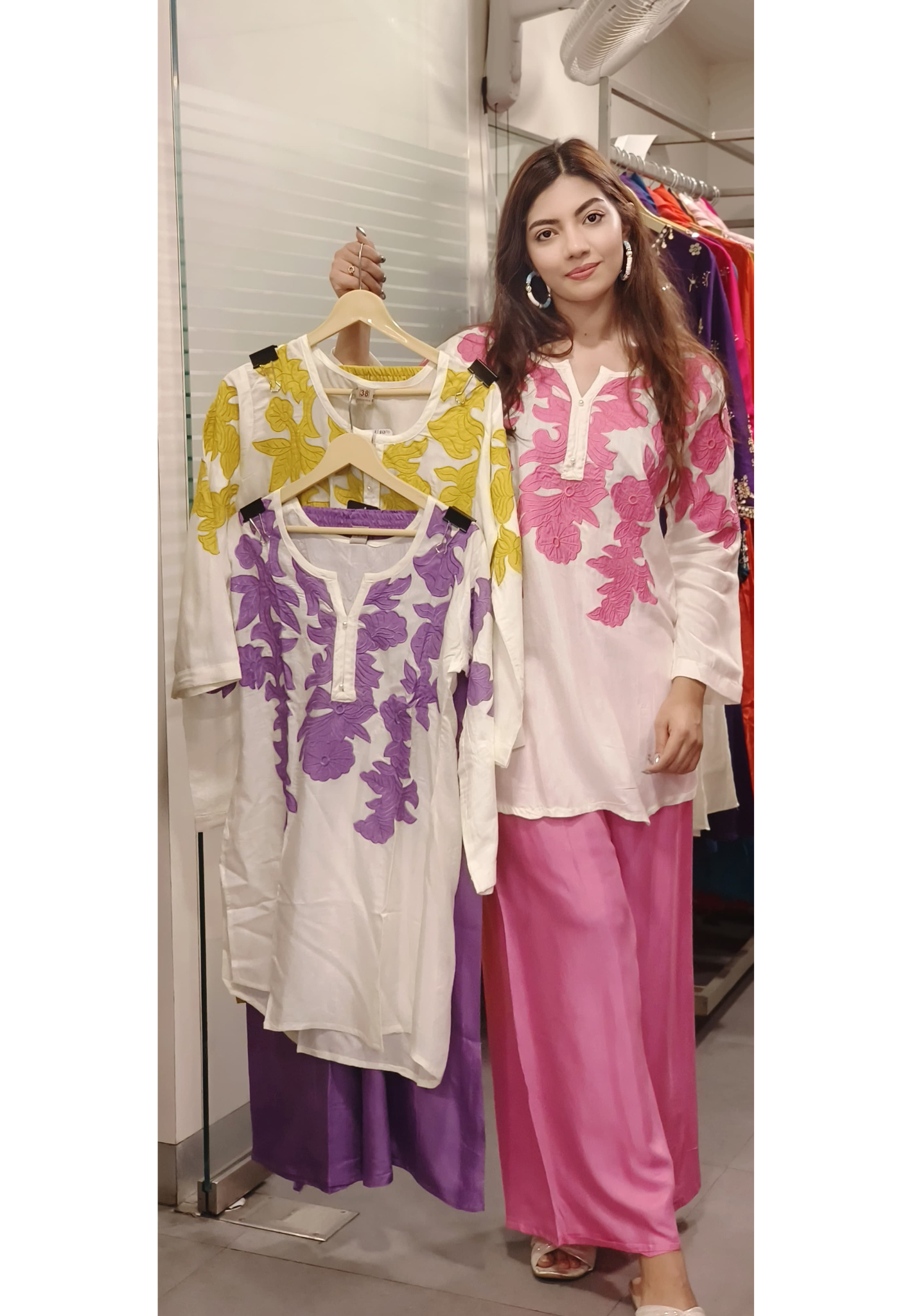 Floral Embroidered Cotton Kurta Pant Set- 09612