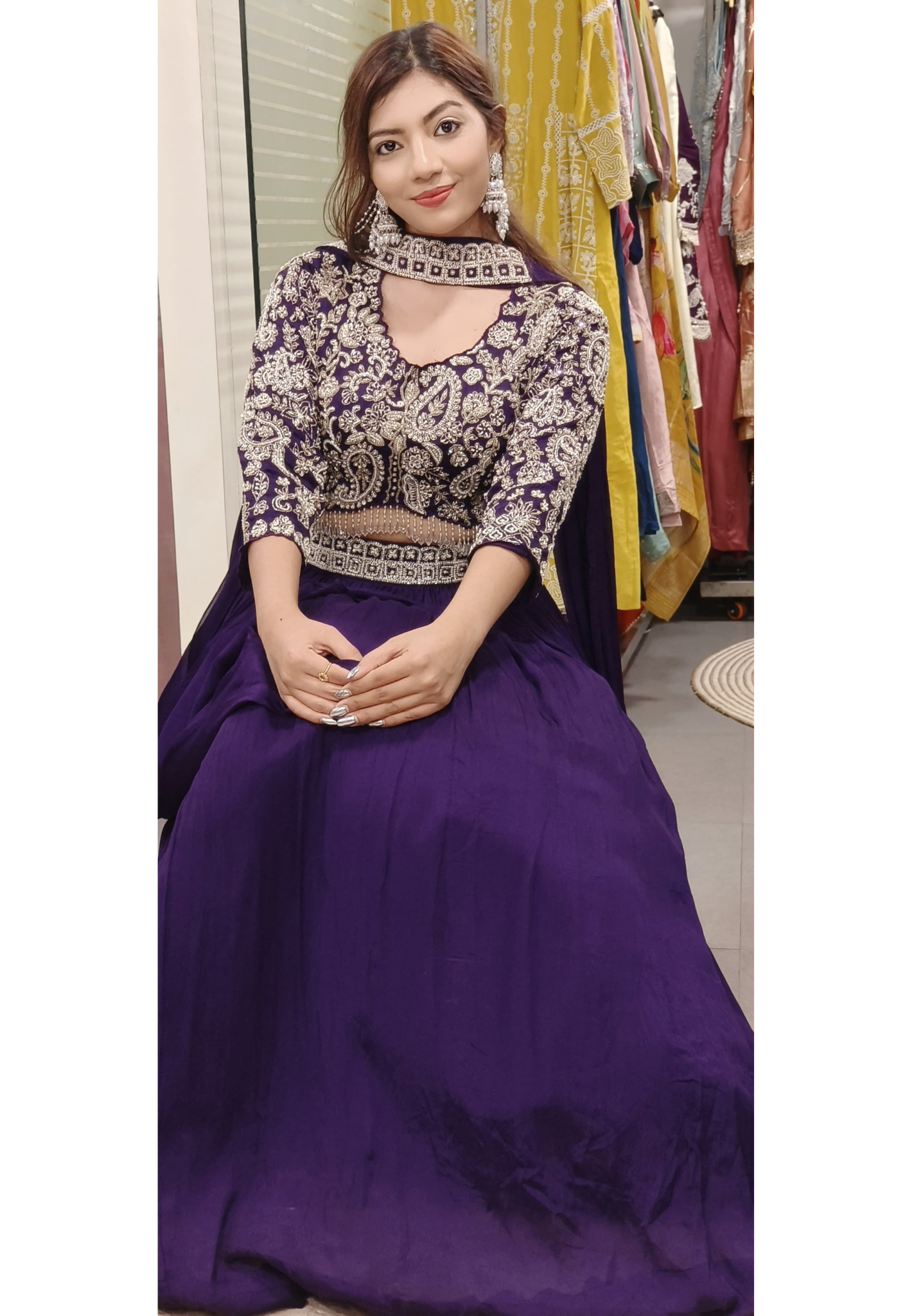 Elegant Heavy Cut Dana Zari Embroidered Party Wear Chinon Lehenga With Stitched Padded Blouse And Chokar Dupatta 09654,09653 only  on orders