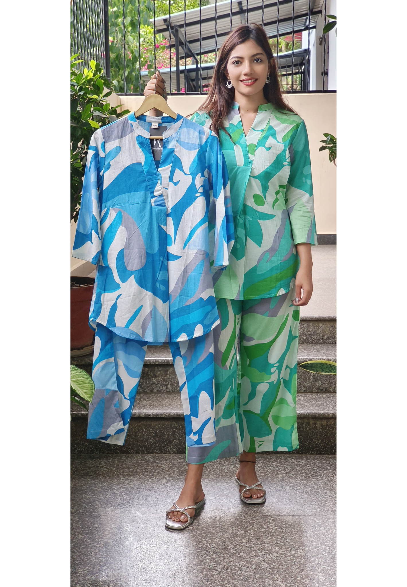 Summer Wear Cotton Co-Ord Set In Cool Print- 09684, 09685