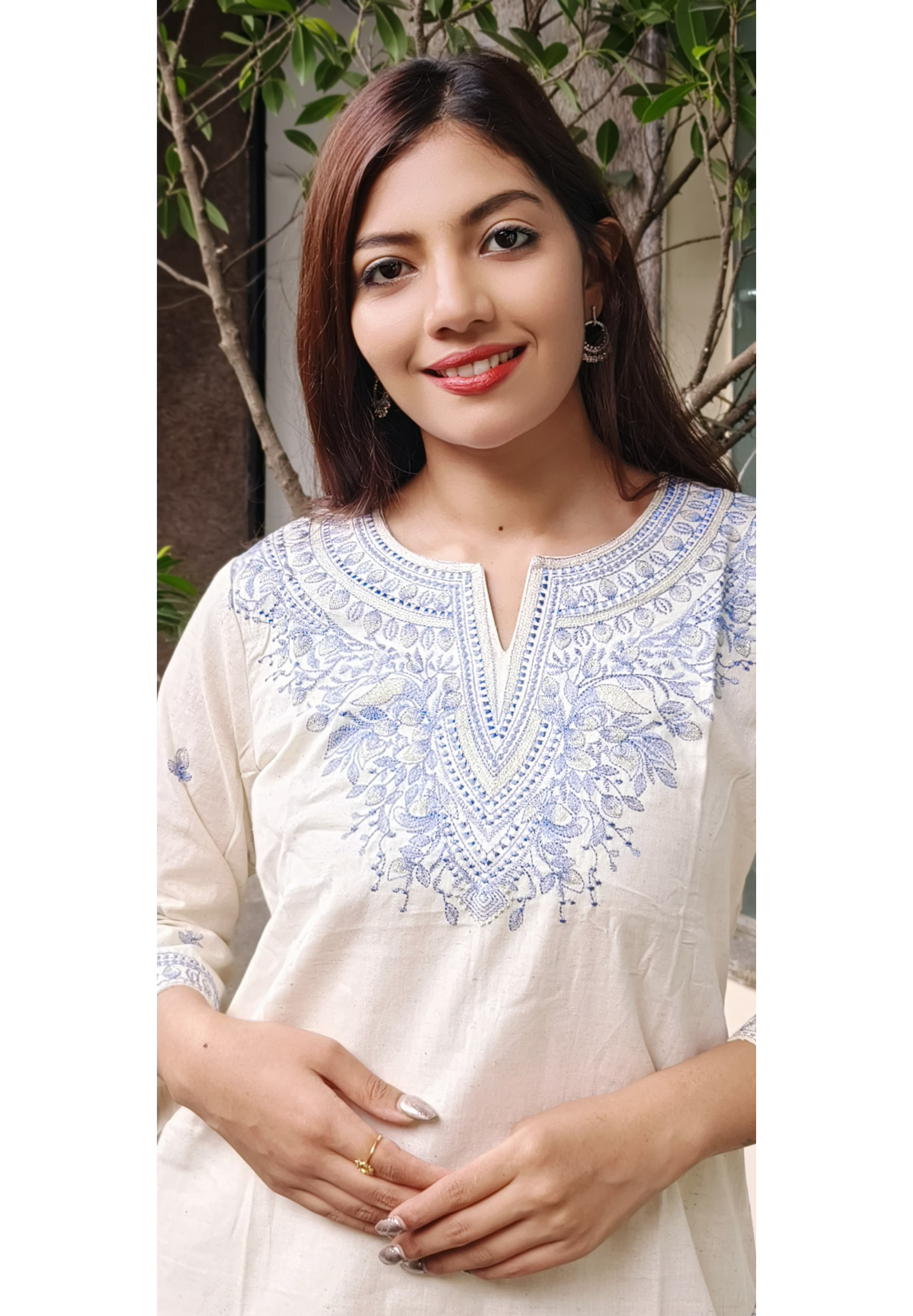 Embroidered Cotton Kurta Pant Set- 09746