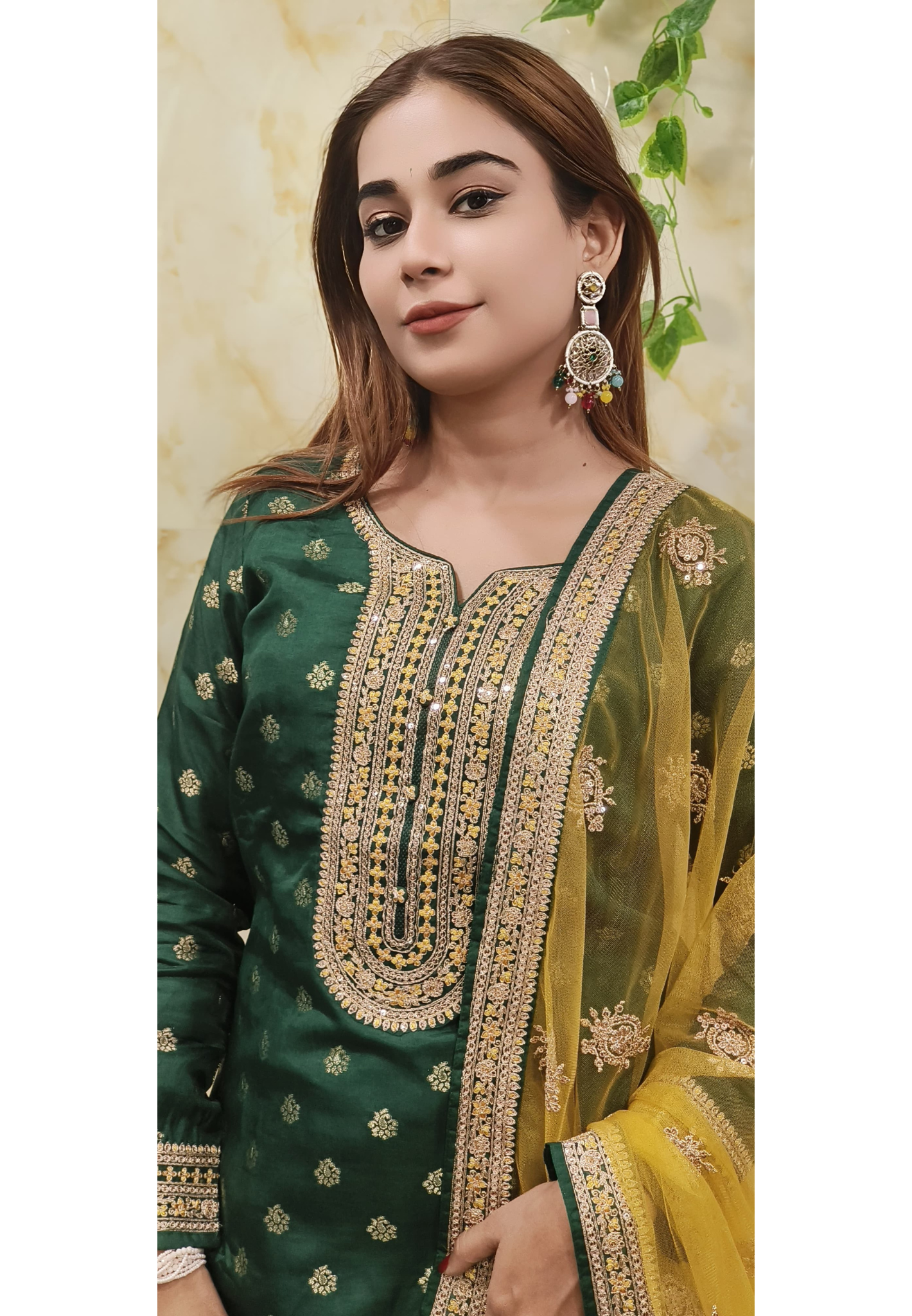 Heavy Wear Silk Patiala Suit With Net Dupatta- 08716