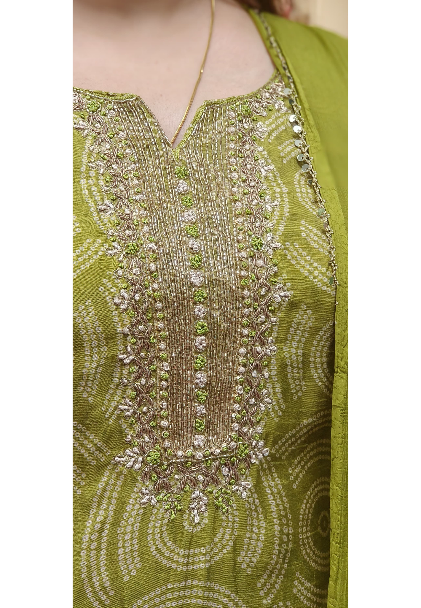 Zari Work Bandhani Print Straight Kurta With Bottom & Dupatta In Silk Fabric DISPATCHING WILL BE DELAYED BY 1 WEEK