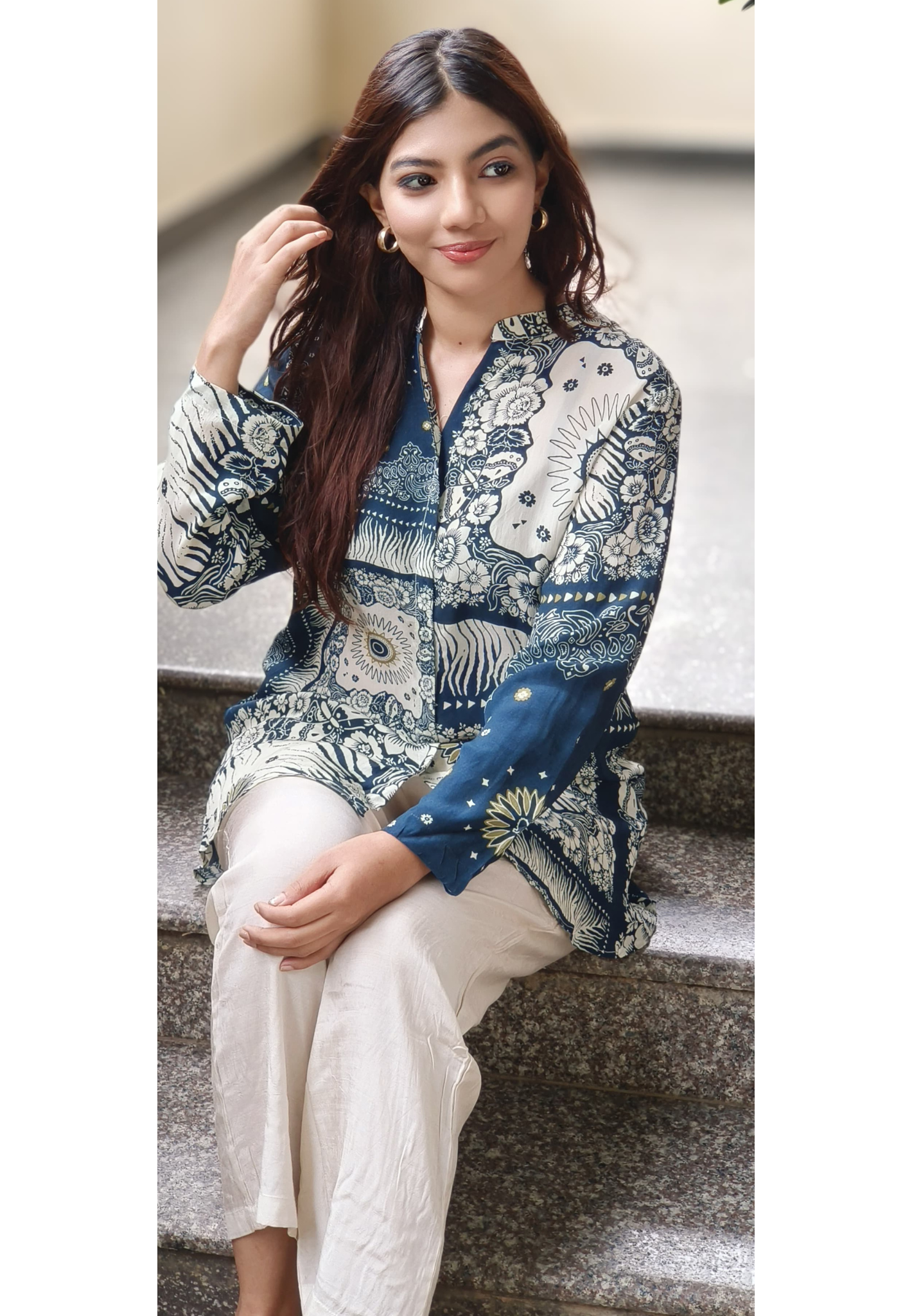 Pure Crepe Printed Kurta pant-09951