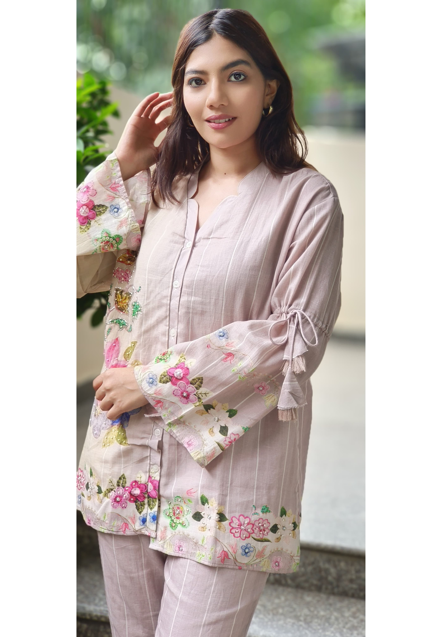 Floral Print Co-Ord Set With Attractive Sleeve