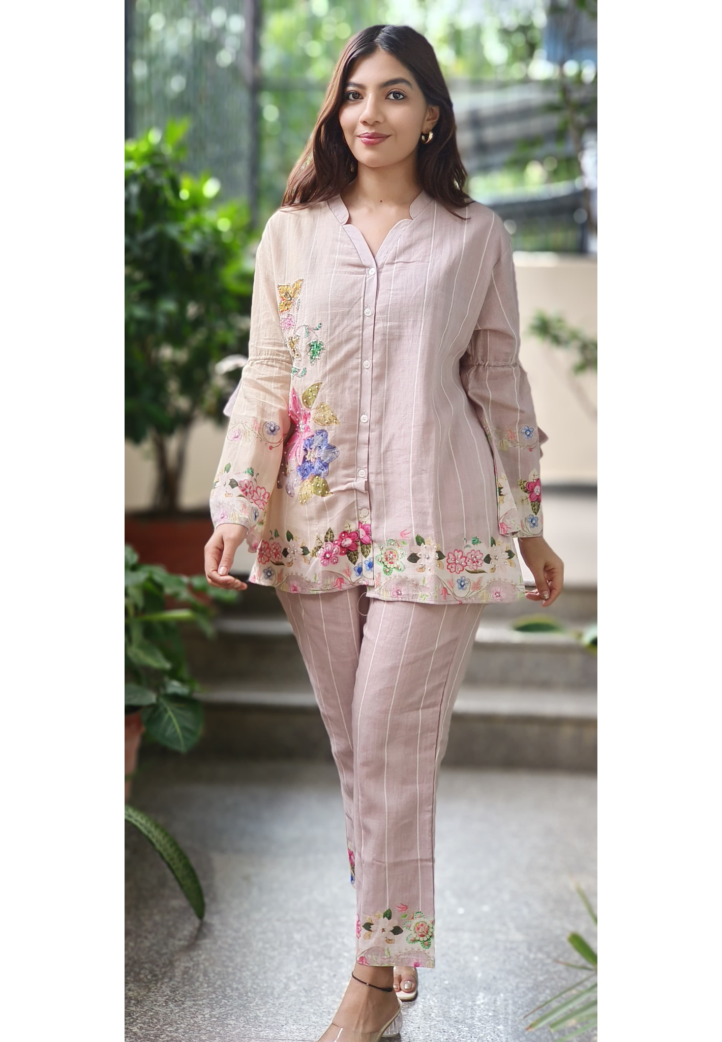 Floral Print Co-Ord Set With Attractive Sleeve