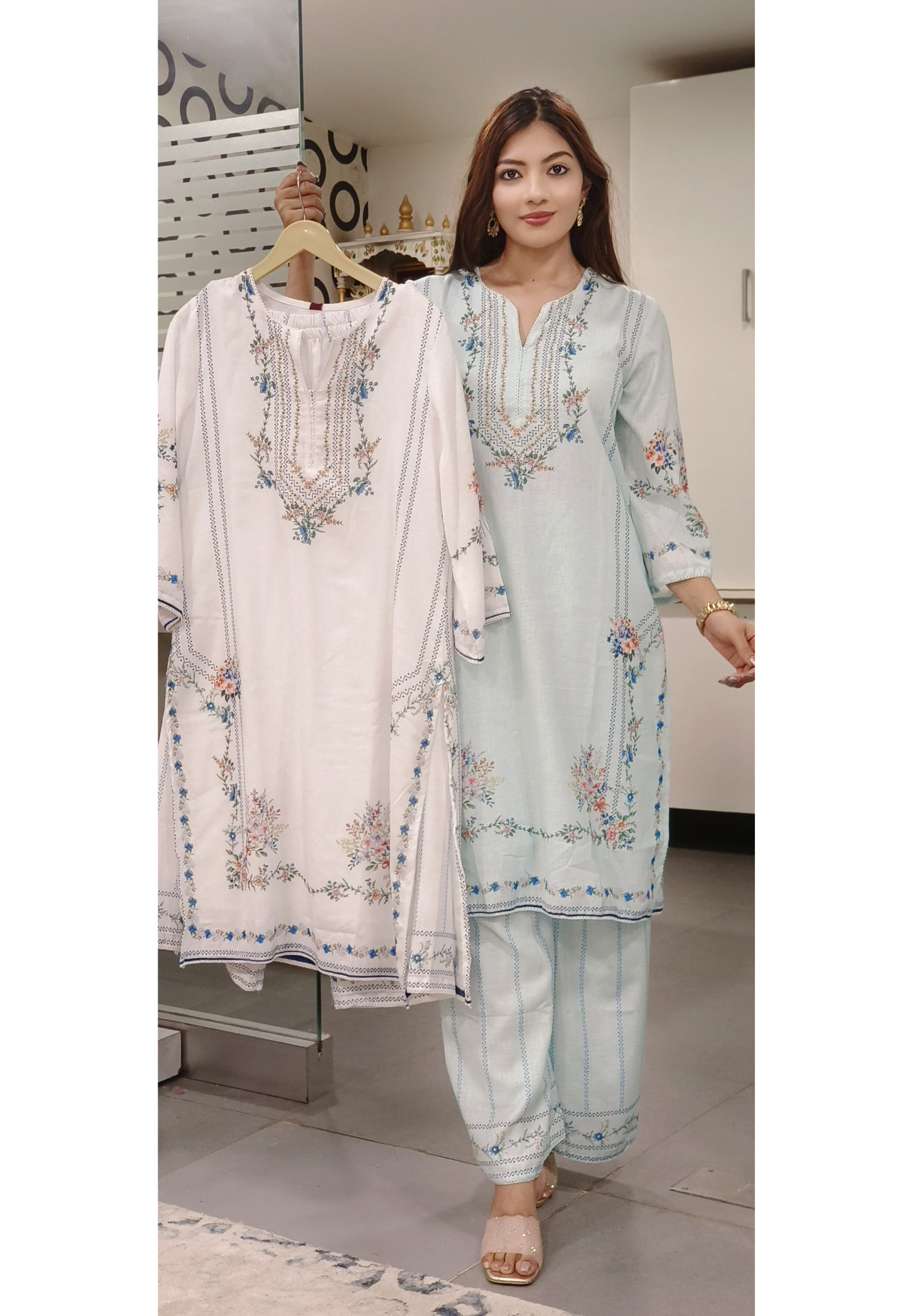 Sequence Floral Printed Linen Kurta Pant