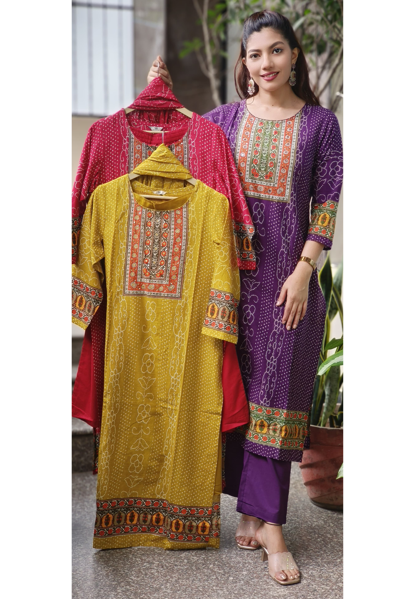 Bandhej Blossom Cotton Full Suit Set With Dupatta-ok