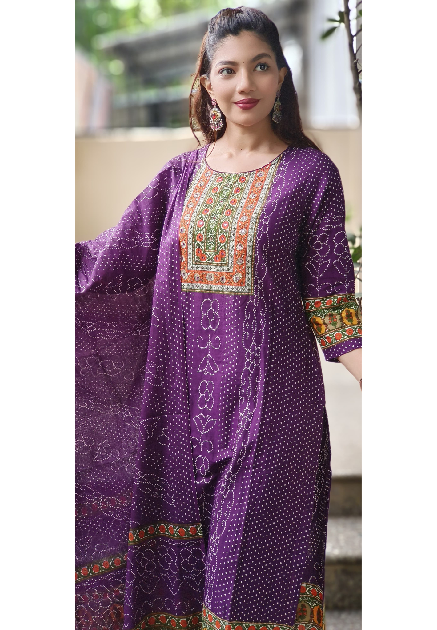 Bandhej Blossom Cotton Full Suit Set With Dupatta-ok