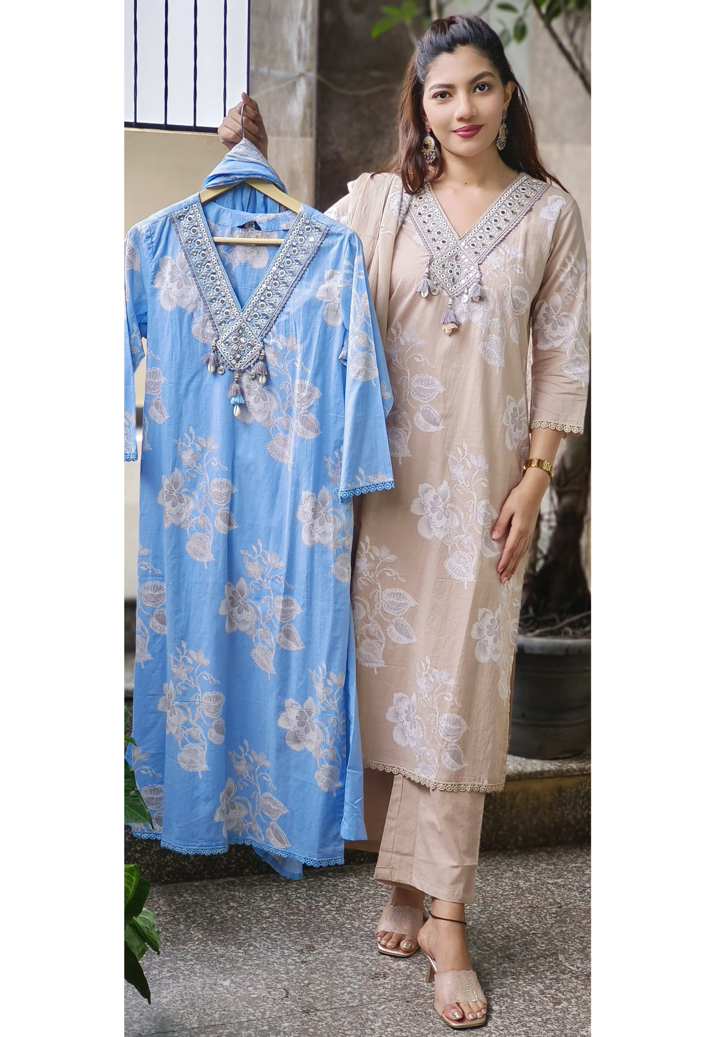 Zehra Embroidered Elegance Full Suit Set With Dupatta In Cotton Fabric