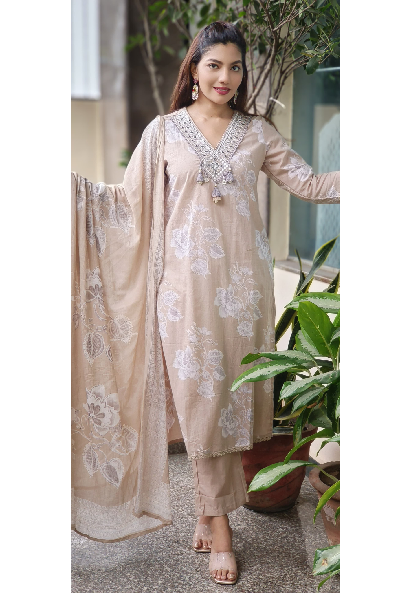 Zehra Embroidered Elegance Full Suit Set With Dupatta In Cotton Fabric