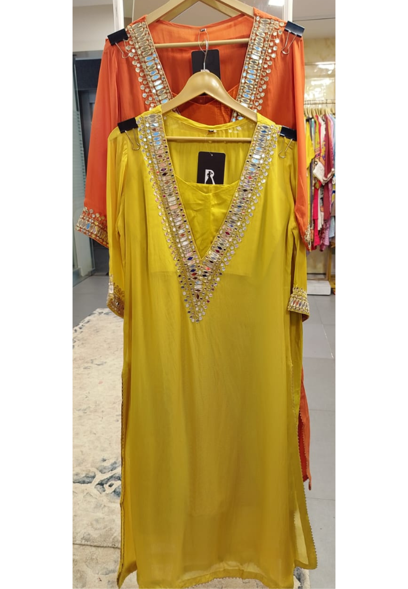 Real Mirror Placements Solid Straight Kurta Pant With Buster In Organza Fabric- 10887