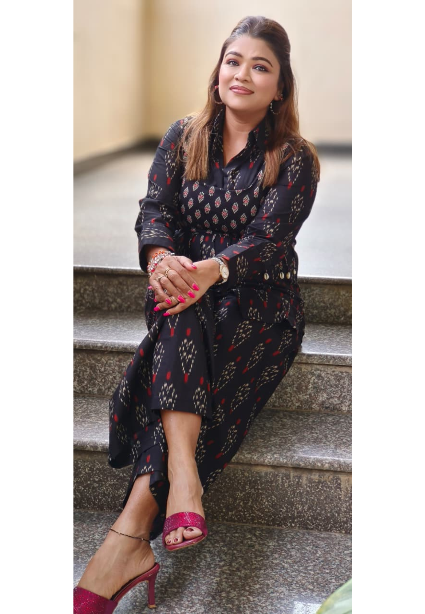 Shell Tassel Printed Stylish Co-Ord Set With Outer Jacket In Cotton Fabric-10907