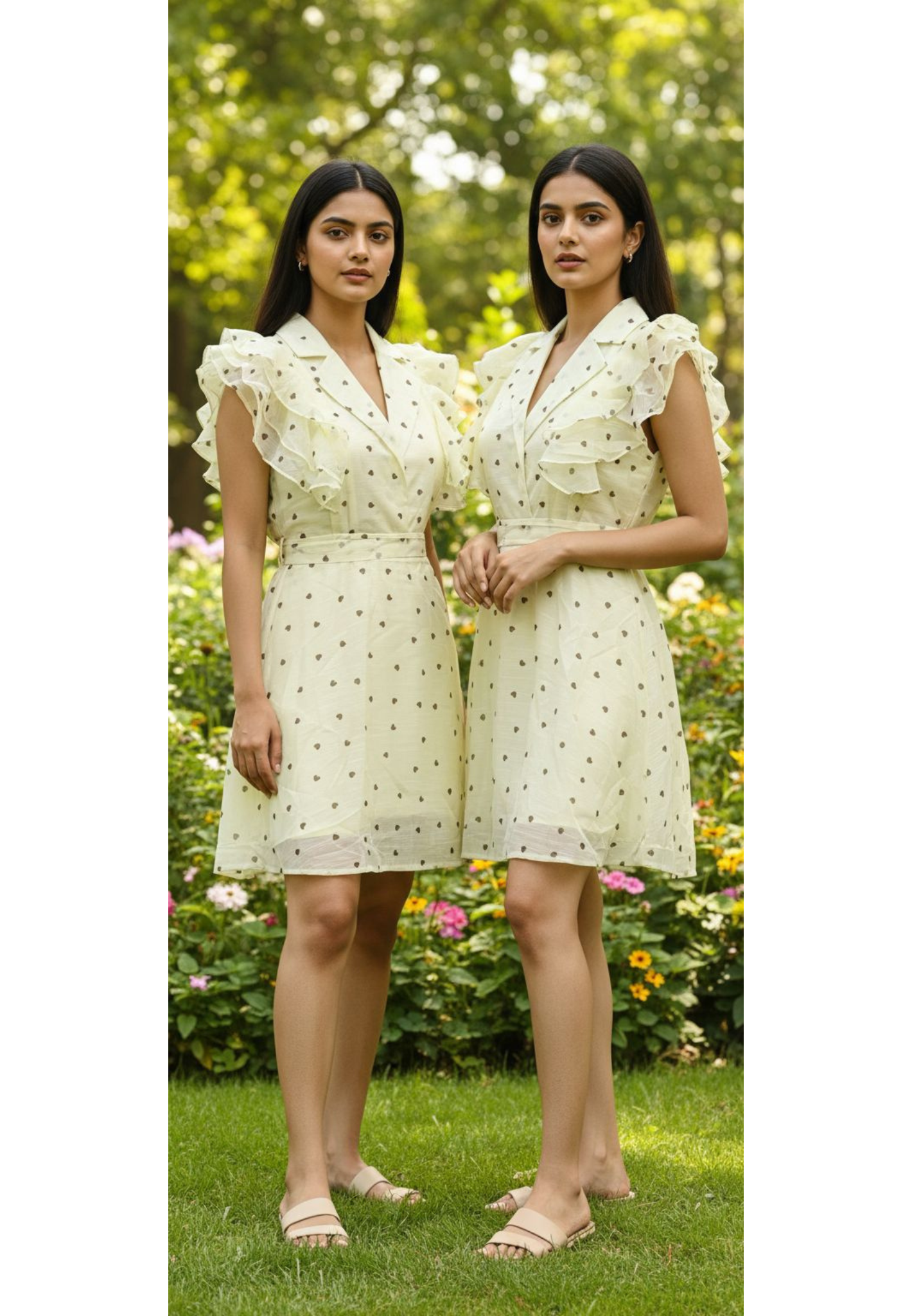 Mini Love Printed Organza Ruffled Frock