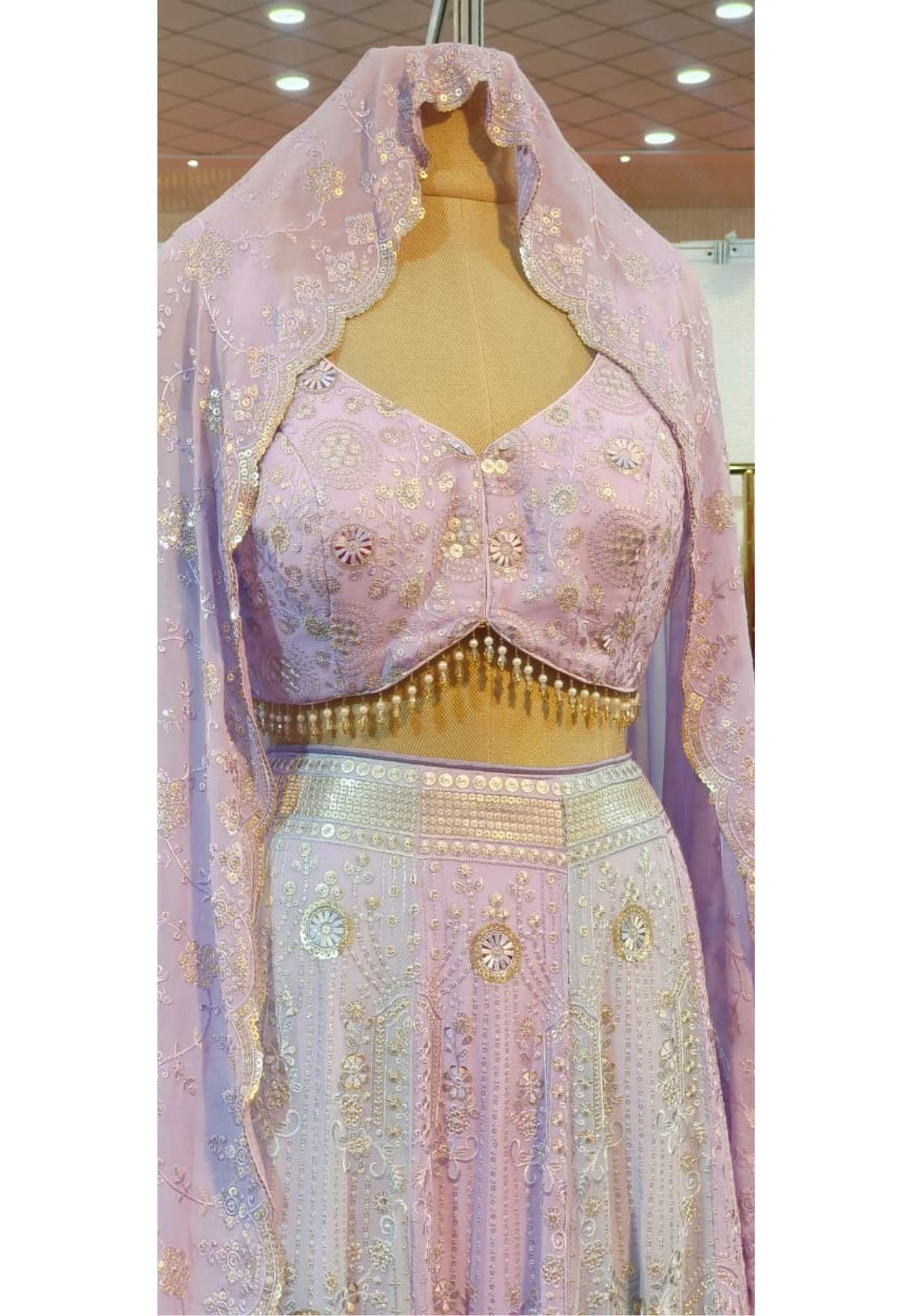 Elegant Look Majestic Sapphire Ensemble Crystal Hang Designer Lehenga Choli With Dupatta- 11167