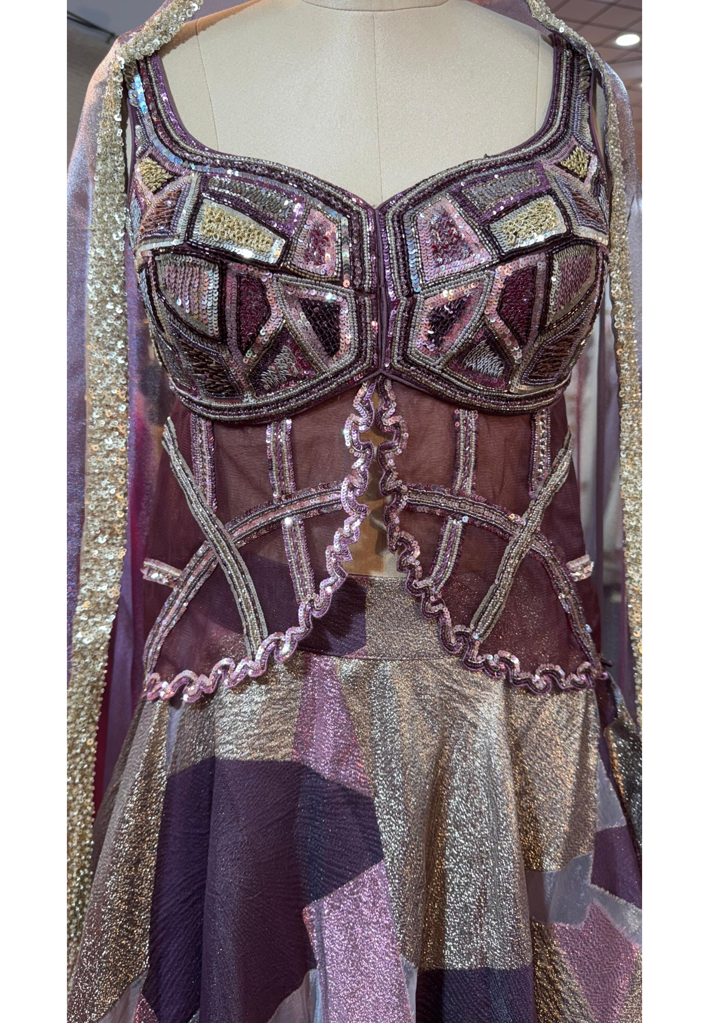 Twilight Glow Embroidered Dreamy Mauve Designer Lehenga With Front Slitted Blouse & Netted Dupatta- 11164
