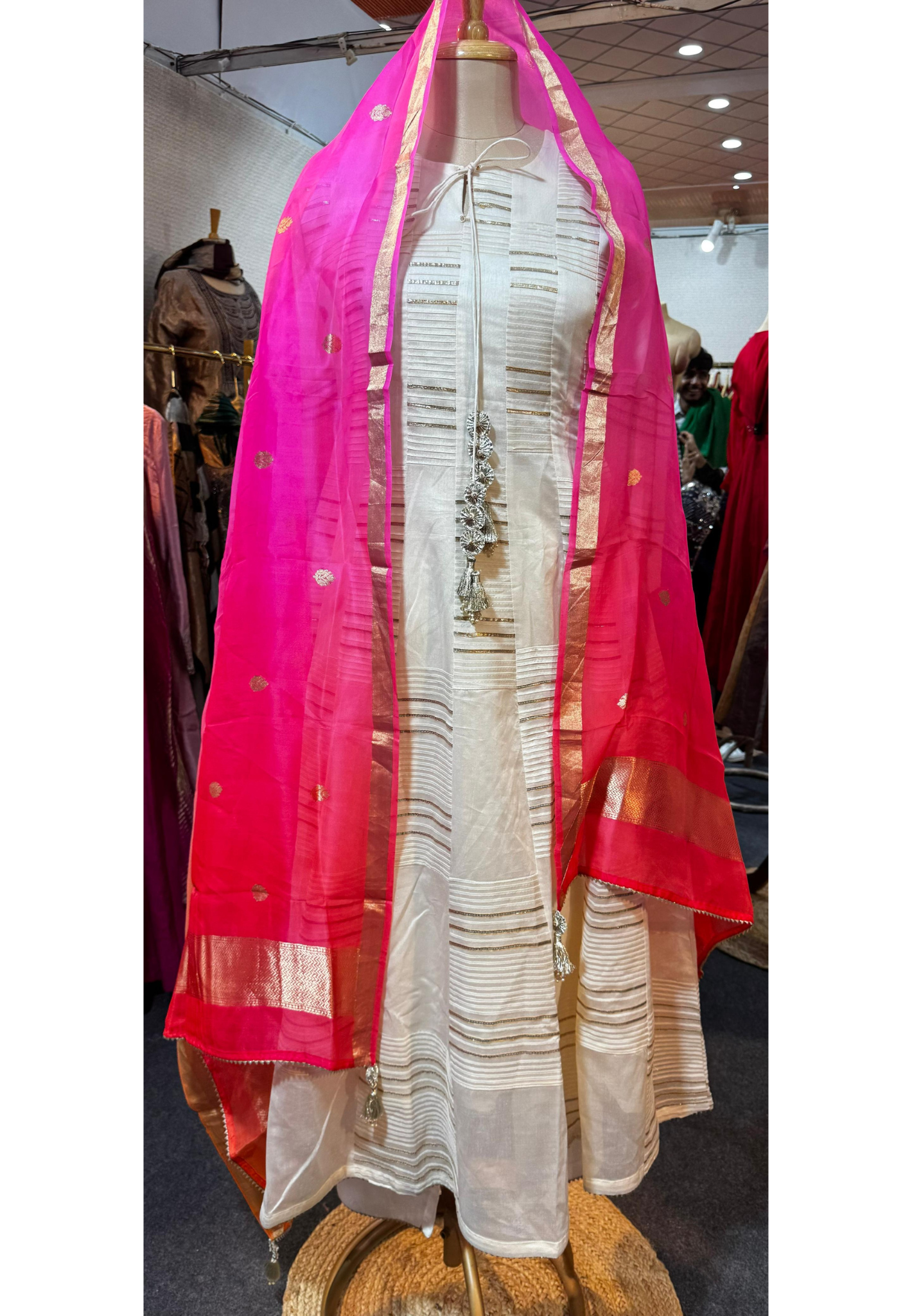 Decent Look Very Elegant Moonlit Graceful Anarkali Full Suit Set With Dupatta In Tissue Fabric- 11093