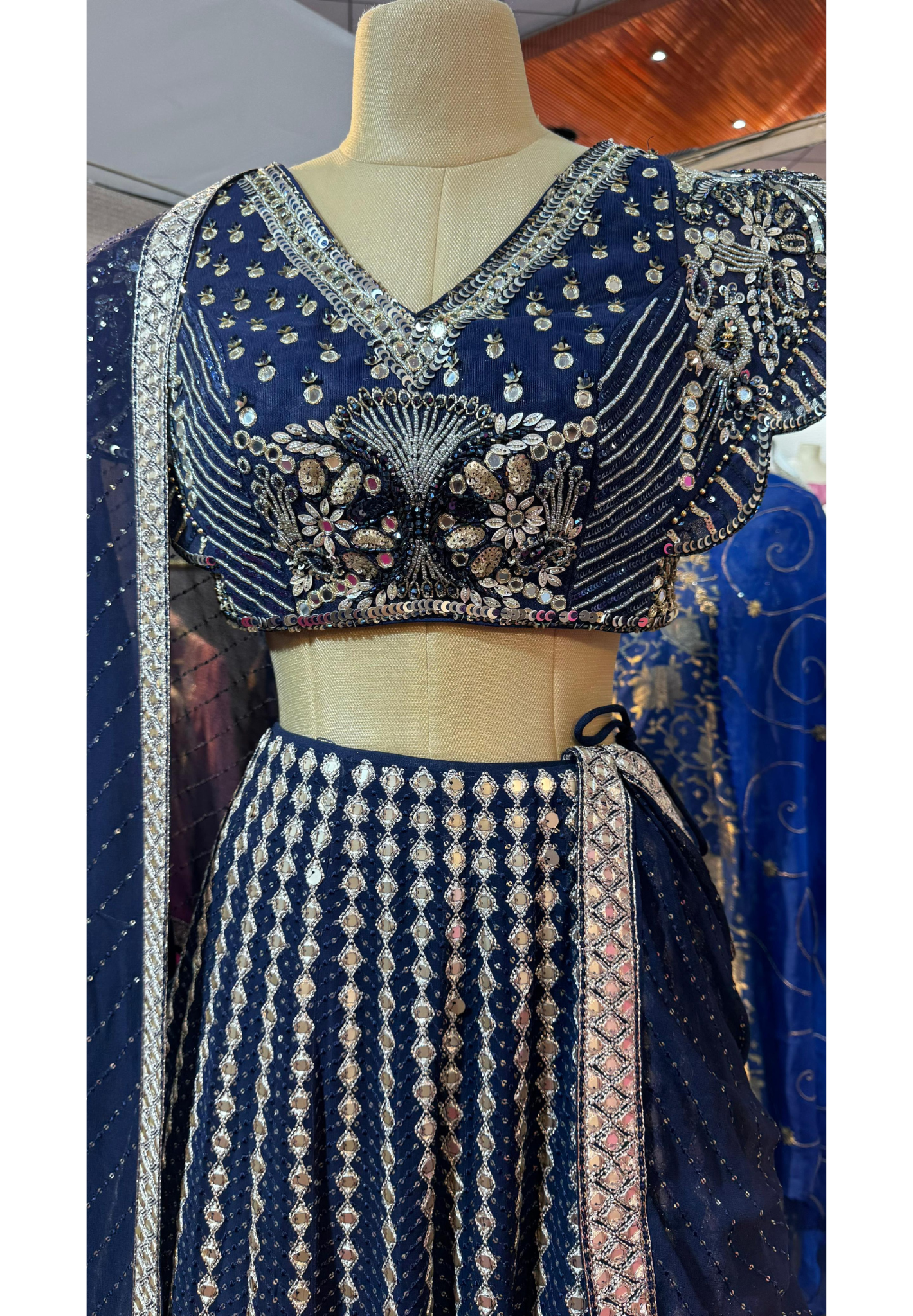 Regal Charm Celestial Glow Navy Designer Lehenga Choli With Dupatta- 11163