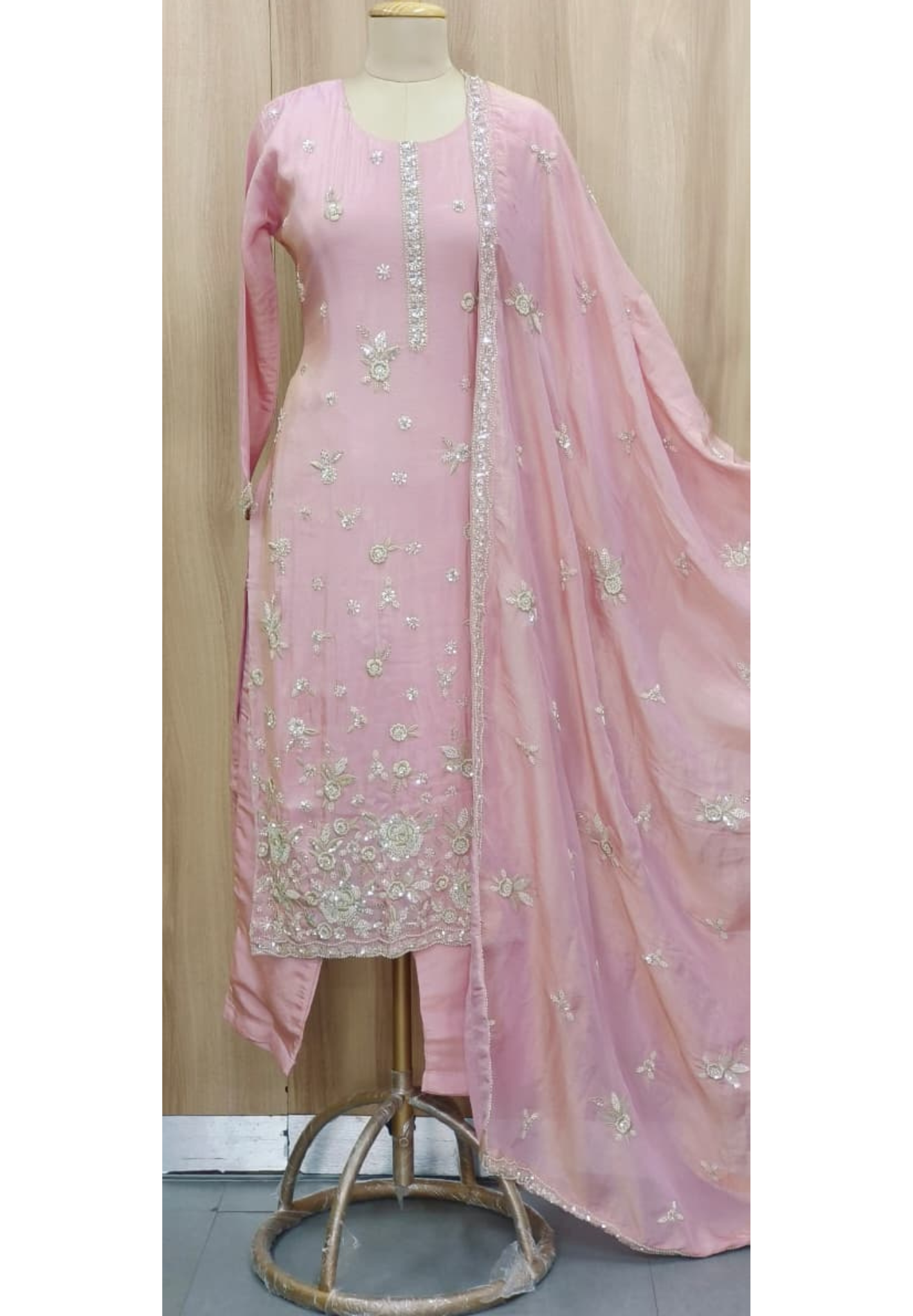 Very Elegant Beautiful Handwork Pearl Elegance Full Suit Set With Dupatta- 11234