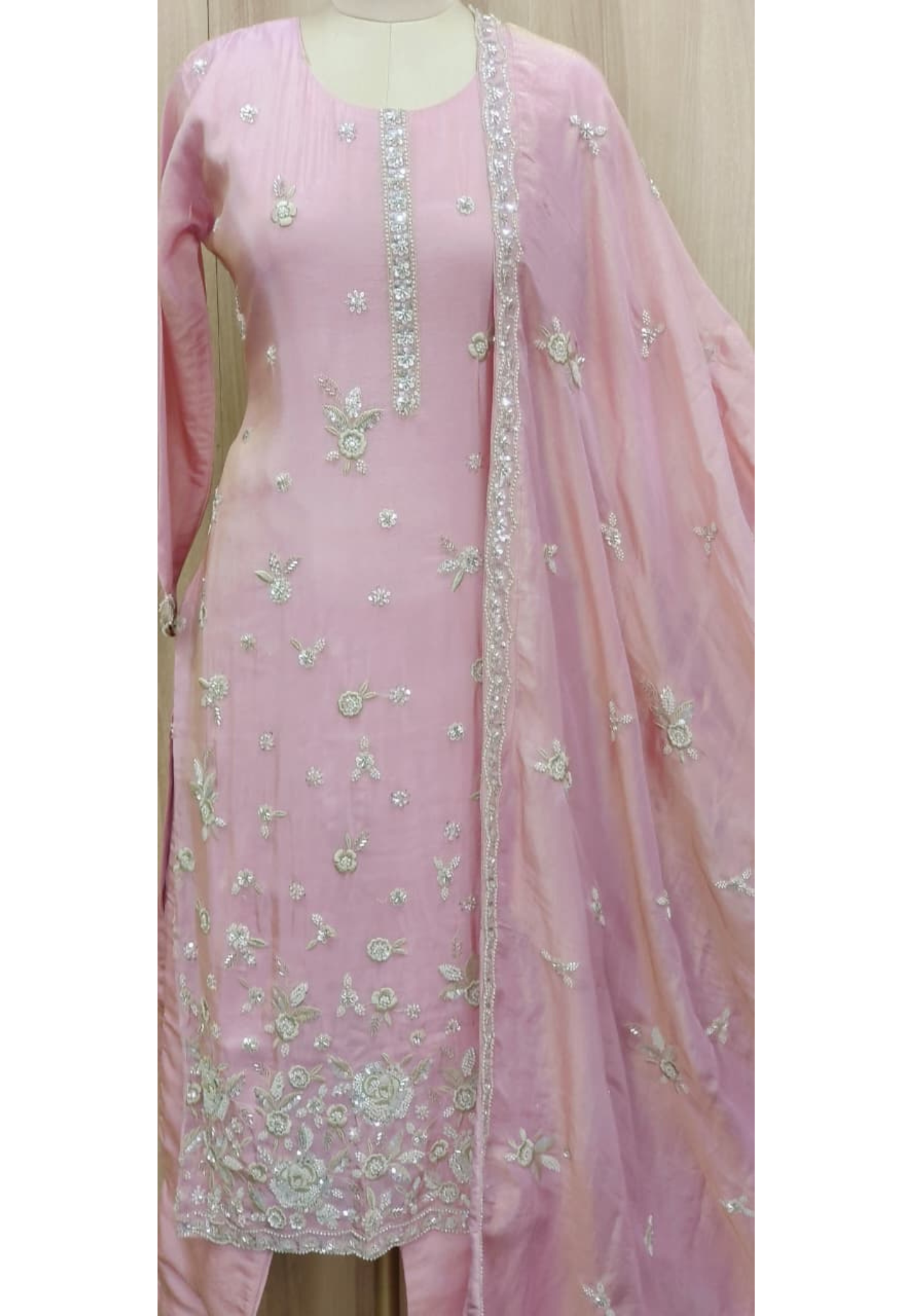 Very Elegant Beautiful Handwork Pearl Elegance Full Suit Set With Dupatta- 11234