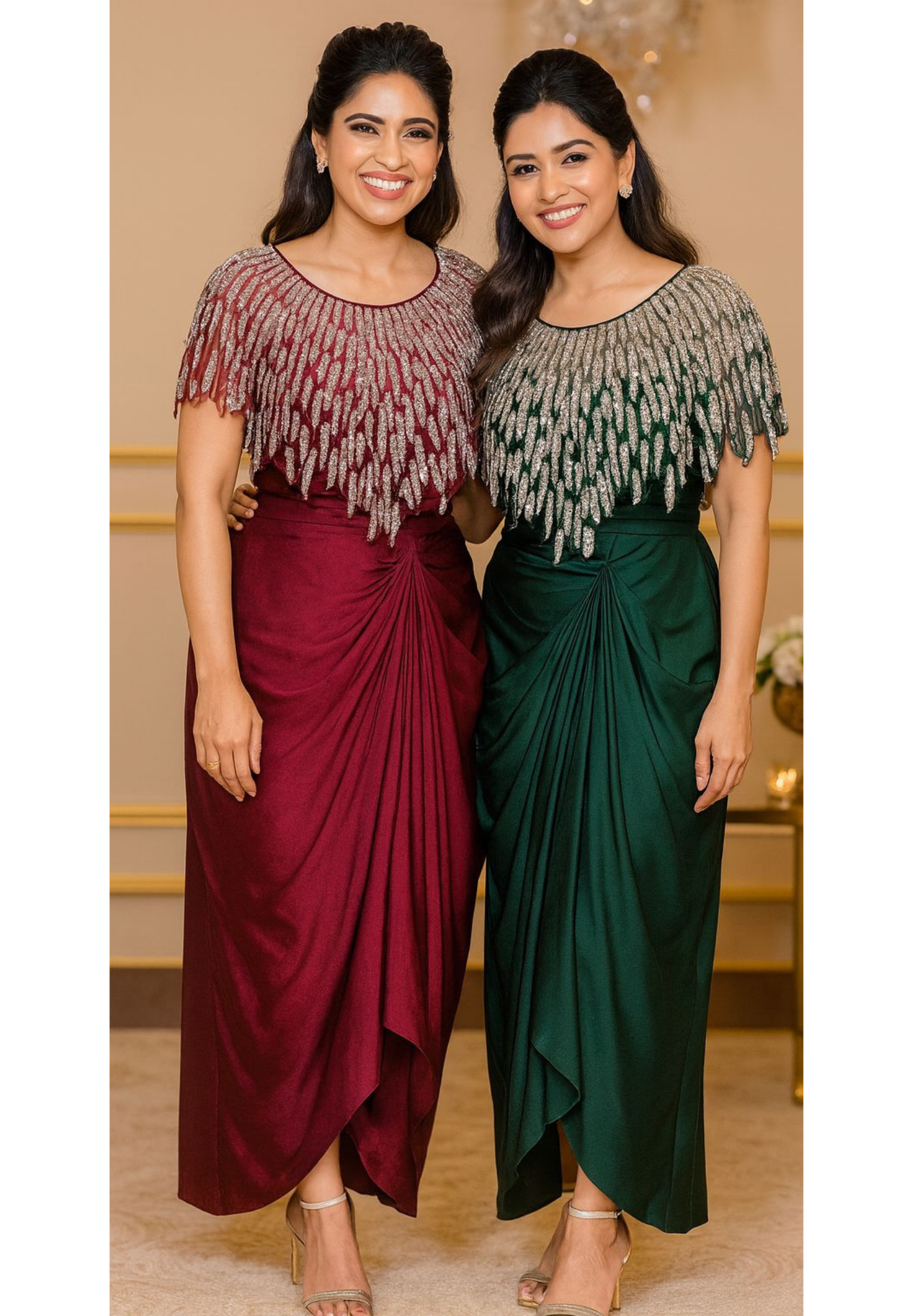 Sequence Placement Heavy Handwork Cape With Buster & Drape Skirt- 11289