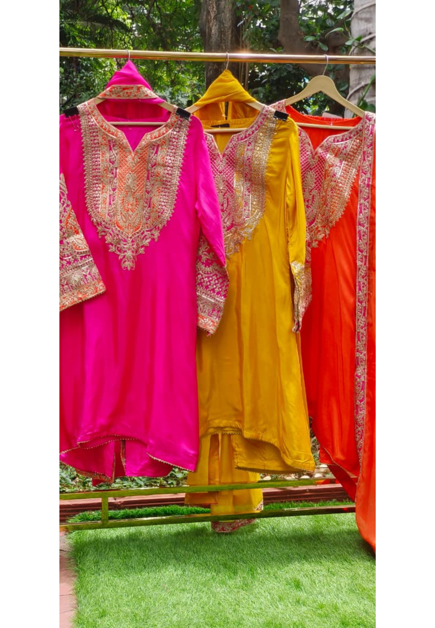 Beautiful Thread Embroidered Heavy Machine Work Short Length A-Line Full Suit Set With Dupatta