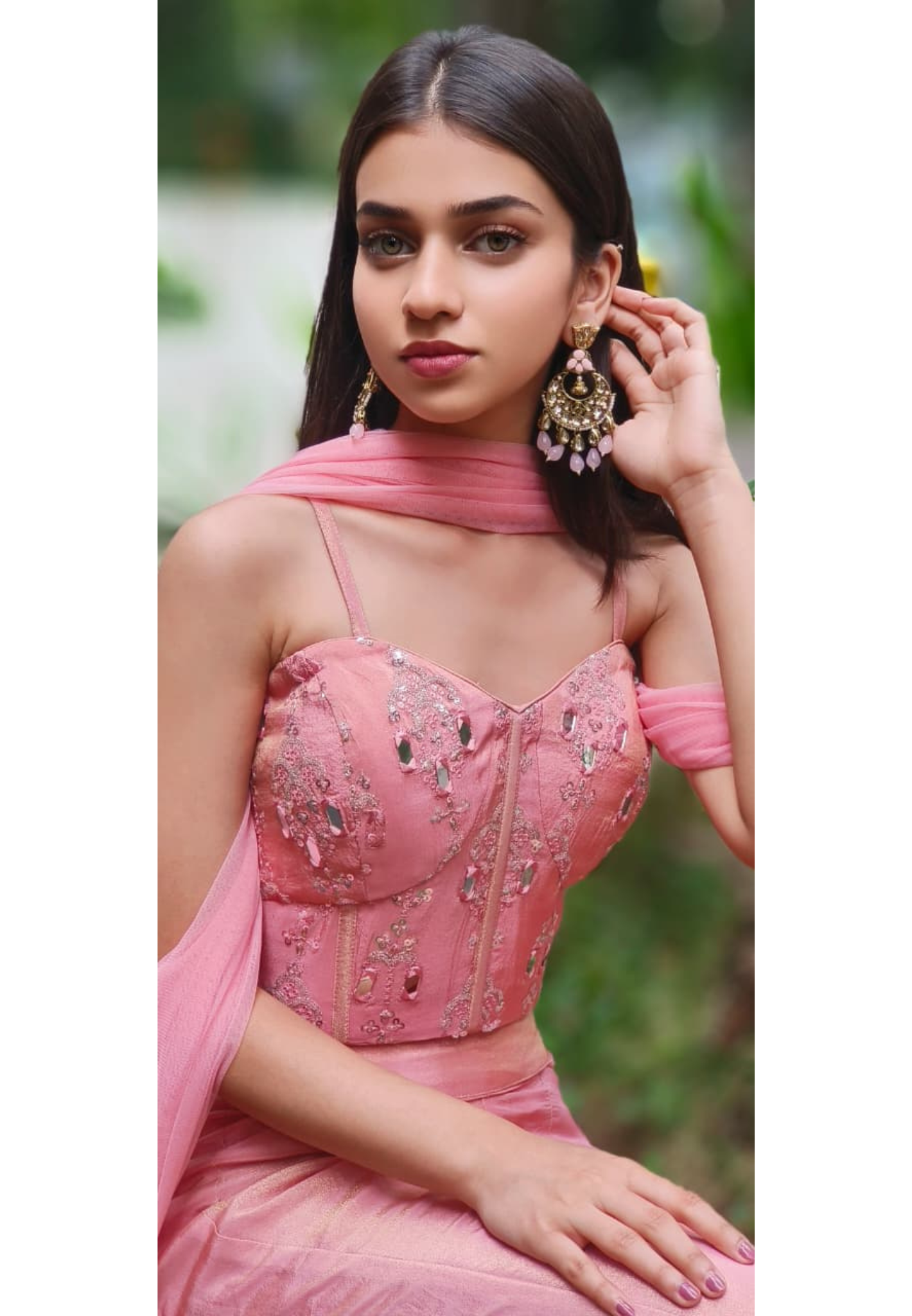 Gleam Blossom Real Mirror Elegance Sleeveless Bustered Top With Panel Loose Palazzo Bottom & Dupatta In Tissue Fabric(DISPATCHING AFTER 25 DAYS ON ORDERS EXCEPT FOR 38 SIZE)