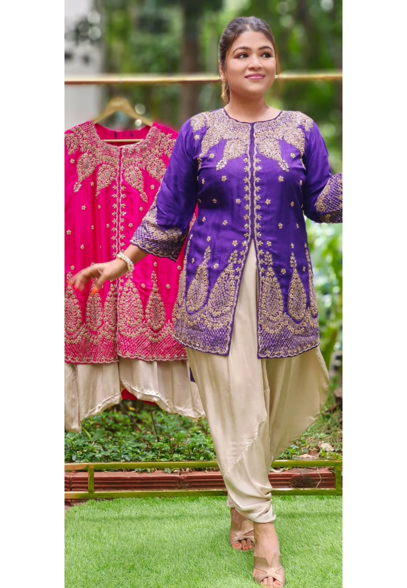 Very Stylish Designer Zardosi Work Short Kurta With Harem Bottom- 11623, 11622