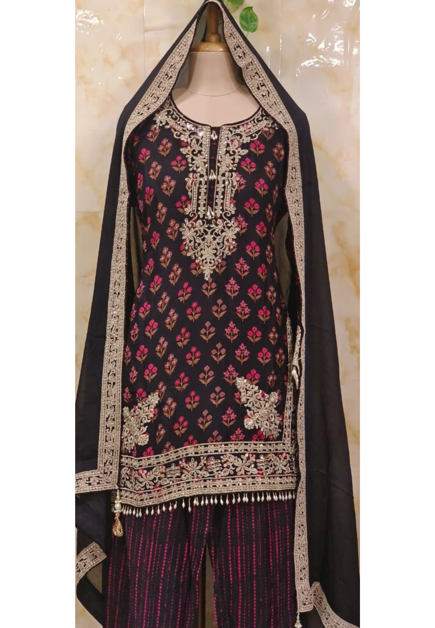 Designer Hand With Machine Work Vibrant Printed Full Suit Set With Dupatta In Pure Fabric- 11638, 11639