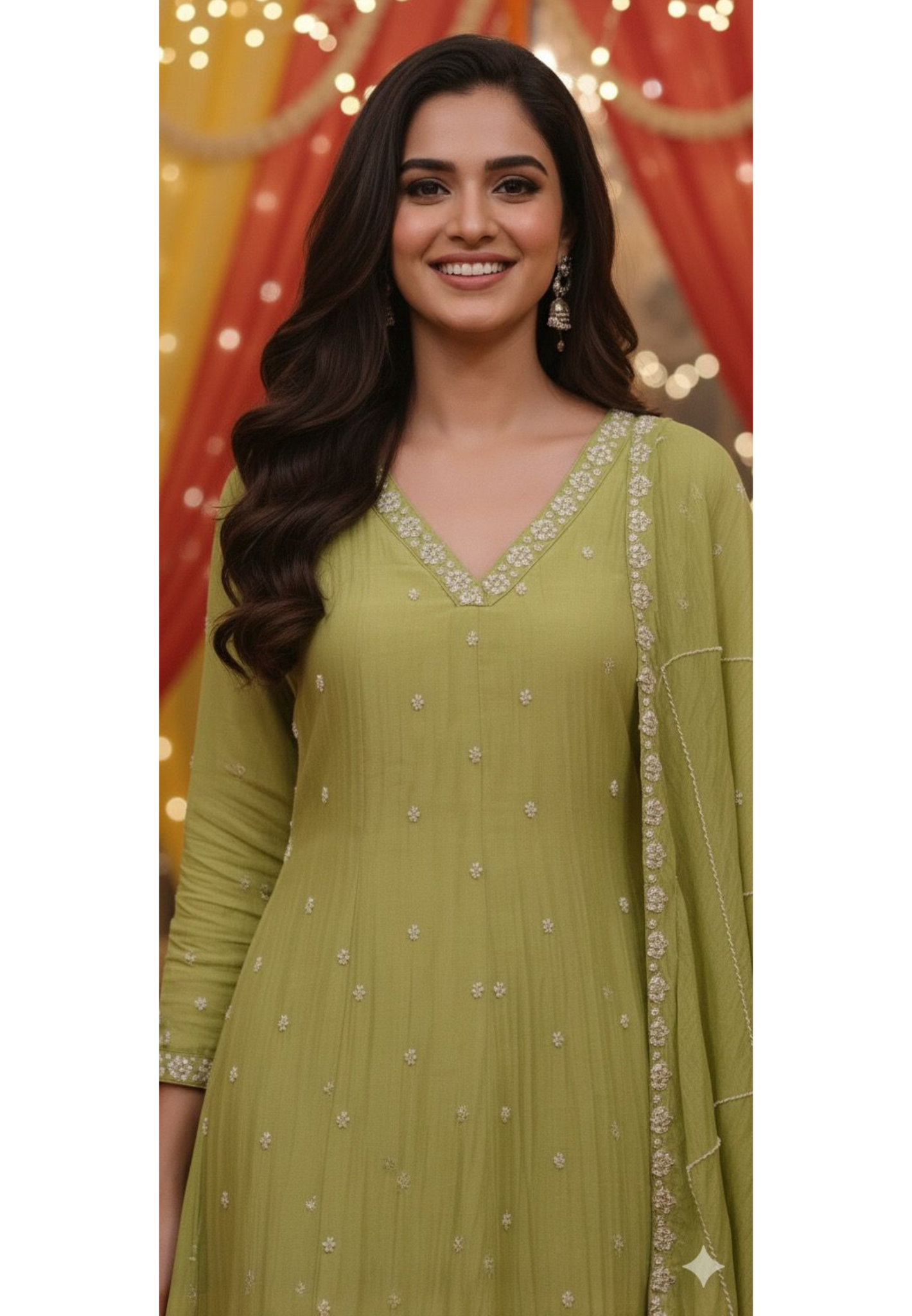 Complete Cut Dana Pearl Work Sober A-Line Panel Anarkali Full Suit Set In Mul Chanderi Fabric- 11672