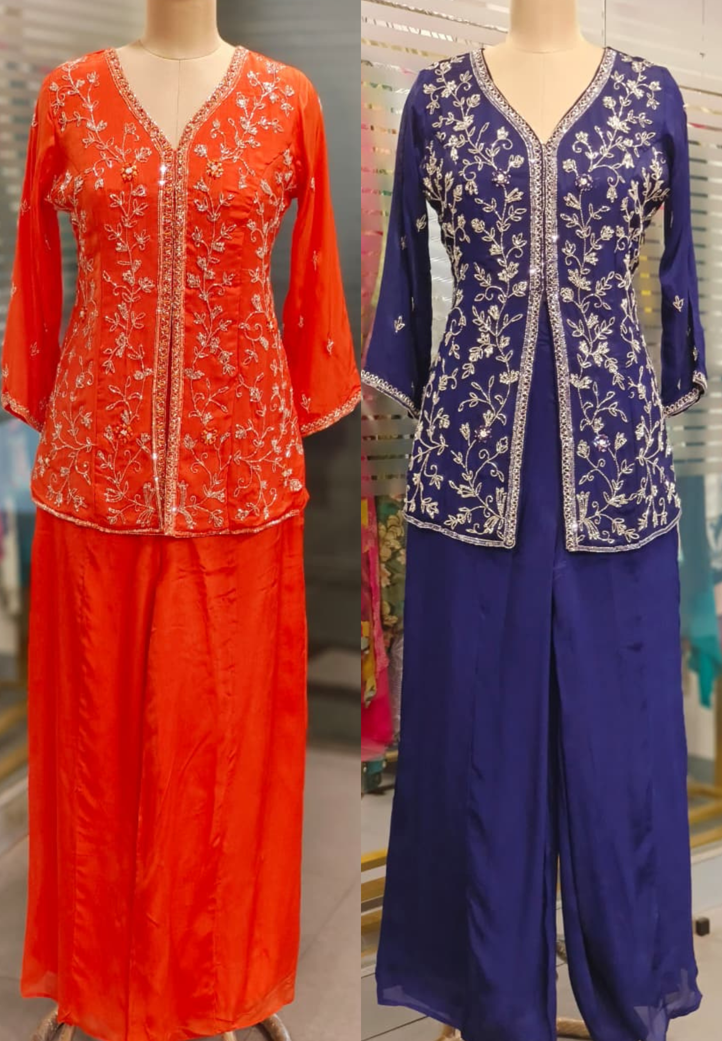 Stylish Cut Dana Grace Short Length Slit Kurta With Loose Palazzo Bottom