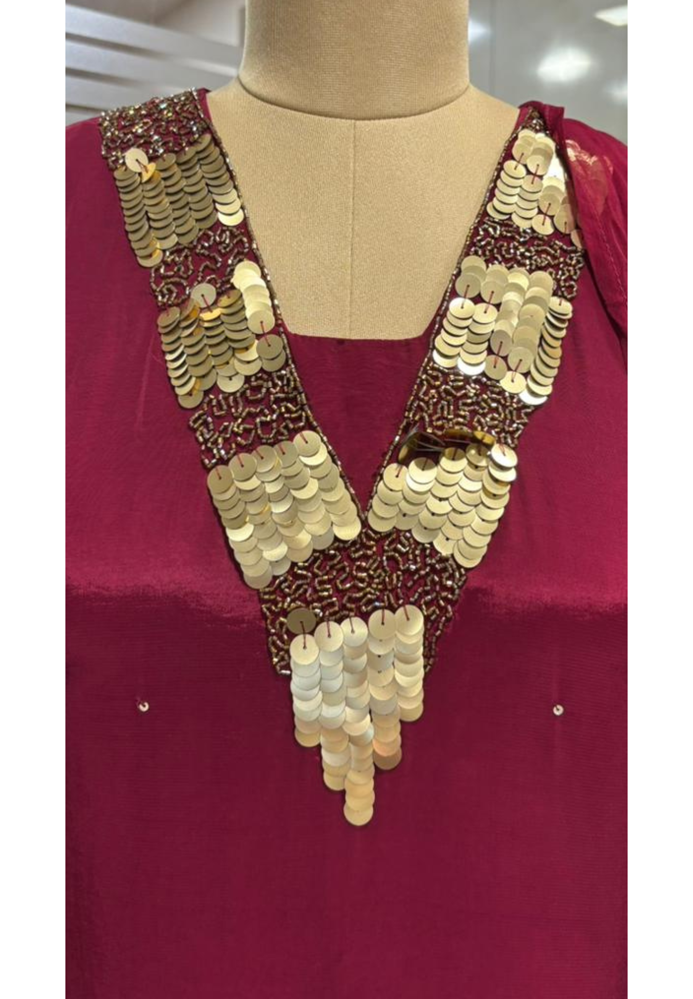 Sequin Neck Line Crepe A-Line Full Suit Set With Dupatta- 11954, 11953, 11951