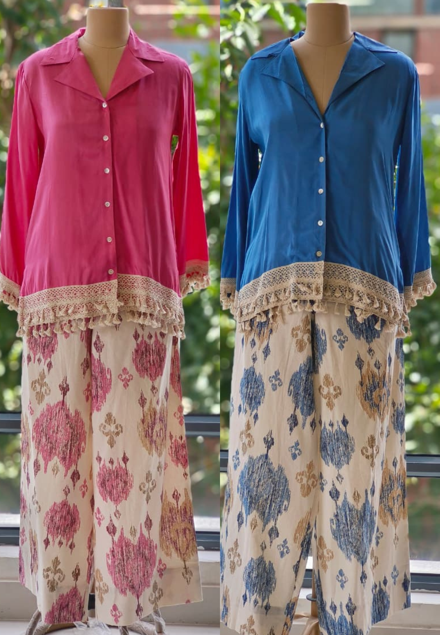 Solid Shade Muslin Fabric Top With Printed Flex Cotton Bottom Cord Set- 11645,11646