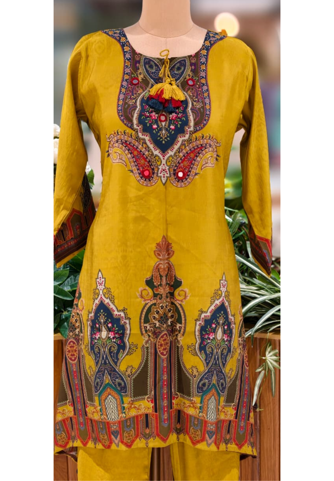 Petal Charm Ensemble A-Line Printed Kurta Pant Set In Modal Muslin Fabric- 13100